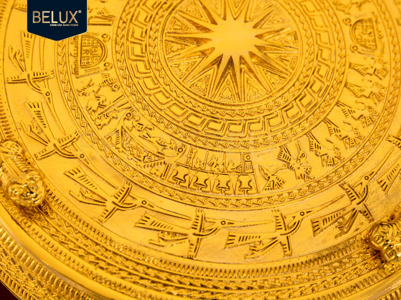 Quả trống đồng lưu niệm mạ vàng 24k các kích thước